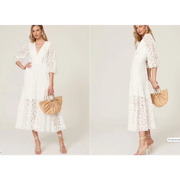 SIMKHAI White Lace V-Neck Dress - Picture 4 of 12